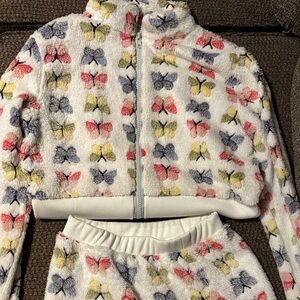 SHEIN Multicolor Butterfly Fleece Jacket